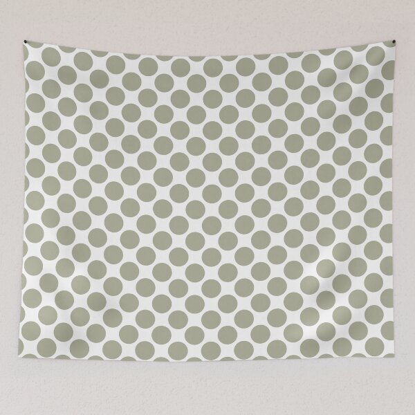 Aperçu de l'œuvre Motif à pois uniformes verts et blancs coordonnés avec la couleur de l'année 2022 PPG Olive Sprig PPG1125-4 - Tendances couleur - Teinte - Nuance créée et vendue par ColorOfTheYears.