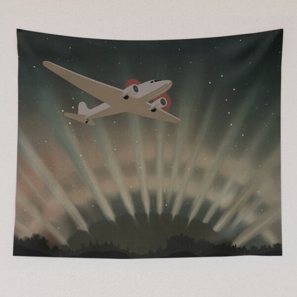 Item preview, Vintage Propeller Plane, Northern Lights  And Starry Night Sky, Great Gift For An Astronomer designed and sold by TrulyEpoque.