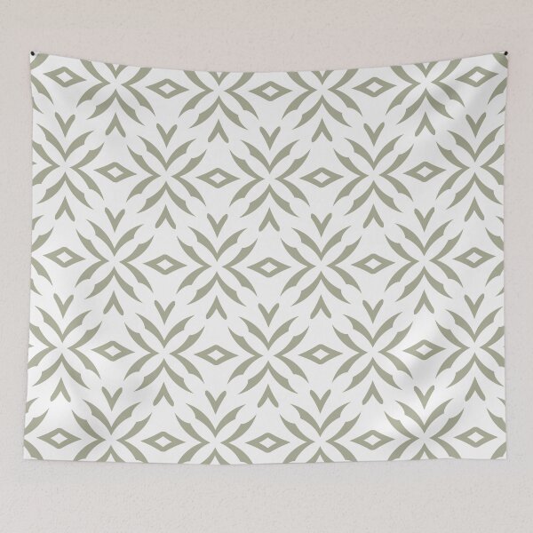 Aperçu de l'œuvre Green and White Abstract Flower Pattern Coordinates w/ PPG 2022 Color of the Year Olive Sprig PPG1125-4 - Colour Trends - Hue - Shade créée et vendue par ColorOfTheYears.