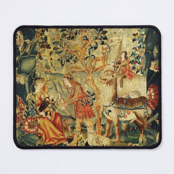 Item preview, WILD MEN, FANTASTIC ANIMALS,BIRDS IN LANDSCAPE Antique Floral Tapestry designed and sold by BulganLumini.