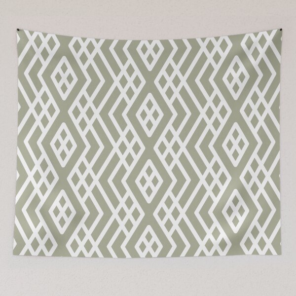 Aperçu de l'œuvre Green and White Geometric Shape Mosaic Pattern 3 Coordinates w/ PPG 2022 Color of the Year Olive Sprig PPG1125-4 - Colour Trends - Hue - Shade créée et vendue par ColorOfTheYears.