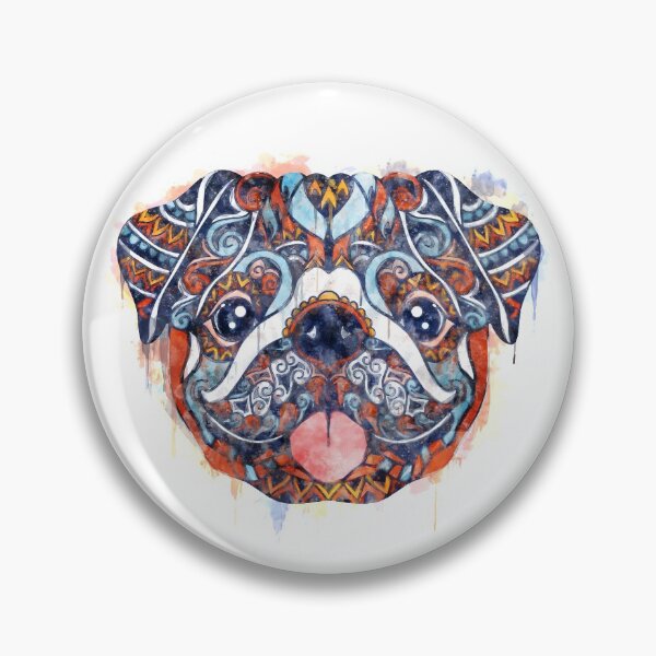 Item preview, Watercolor Pug Mandala, Pug Dog Smiling Painting, Pug Art, Pug Clipart, Pug Illustration designed and sold by RomanDigitalArt.
