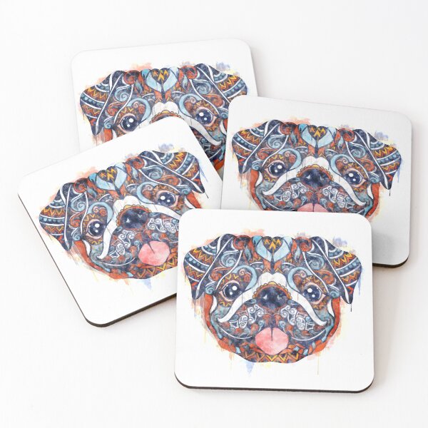 Item preview, Watercolor Pug Mandala, Pug Dog Smiling Painting, Pug Art, Pug Clipart, Pug Illustration designed and sold by RomanDigitalArt.