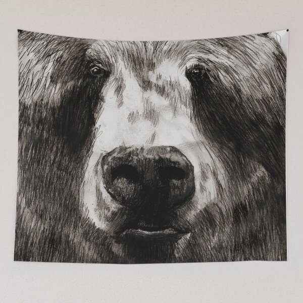 Item preview, Brun the bear, graphite drawing designed and sold by Lemomo-artworks.