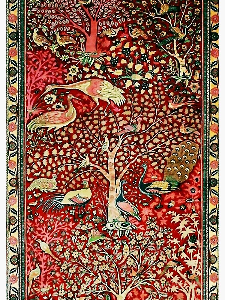 "Antique Persian Rug Bird Tree Flowers ca. 1600 Print" Spiral Notebook