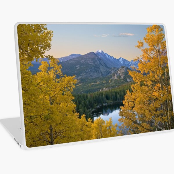 Longs Peak through the Aspen Leave, Rocky Mountain National Park, Colorado Laptop Skin