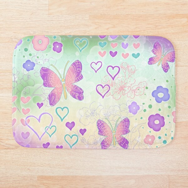 Item preview, Pink, Blue and Purple Hearts and Butterfly Floral Pattern designed and sold by Shadowlight21.