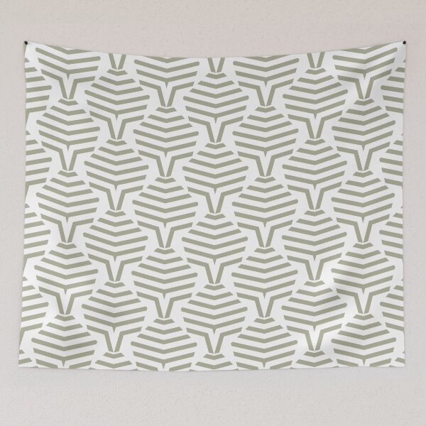 Aperçu de l'œuvre Green and White Geometric Stripe Shape Pattern Coordinates w/ PPG 2022 Color of the Year Olive Sprig PPG1125-4 - Colour Trends - Hue - Shade créée et vendue par ColorOfTheYears.