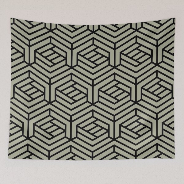 Item preview, Green and Black Modern Cube Shape Pattern Coordinates w/ PPG 2022 Color of the Year Olive Sprig PPG1125-4 - Colour Trends - Hue - Shade designed and sold by ColorOfTheYears.