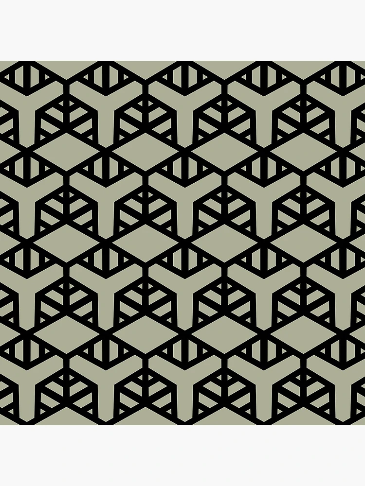Imagen 4 de 4, Reloj con la obra Green and Black Modern Shape Tile Pattern 2 Coordinates w/ PPG 2022 Color of the Year Olive Sprig PPG1125-4 - Colour Trends - Hue - Shade, diseñada y vendida por ColorOfTheYears.