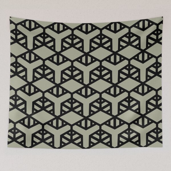 Aperçu de l'œuvre Green and Black Modern Shape Tile Pattern 2 Coordinates w/ PPG 2022 Color of the Year Olive Sprig PPG1125-4 - Colour Trends - Hue - Shade créée et vendue par ColorOfTheYears.