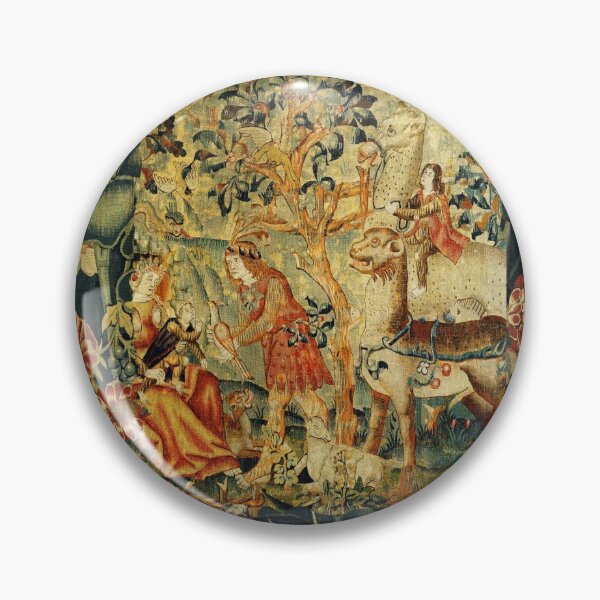 Item preview, WILD MEN, FANTASTIC ANIMALS,BIRDS IN LANDSCAPE Antique Floral Tapestry designed and sold by BulganLumini.