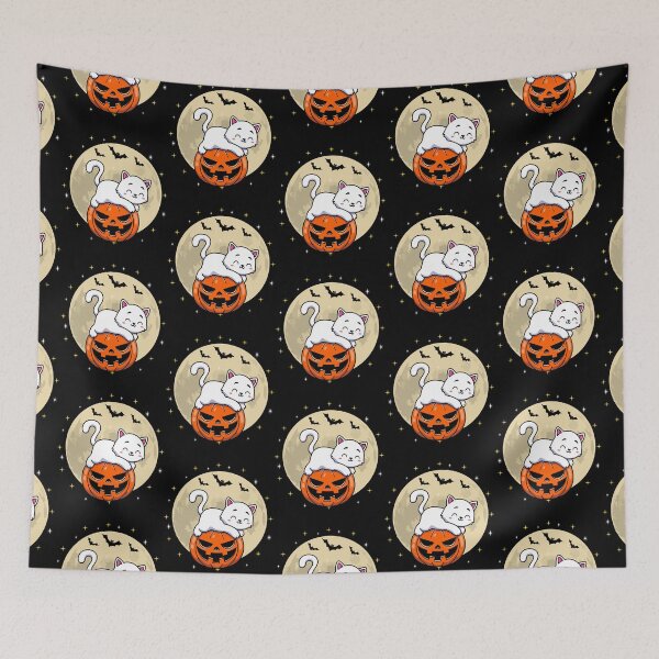 Item preview, Funny Cat Halloween, Cute cat laying on pumpkin, Halloween cat costume designed and sold by NiceSpot.