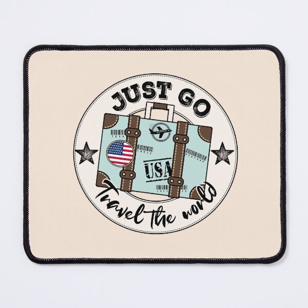 Item preview, Vintage Suitcase Just Go Travel The World USA flag designed and sold by JooArtPrints ★★★★★.