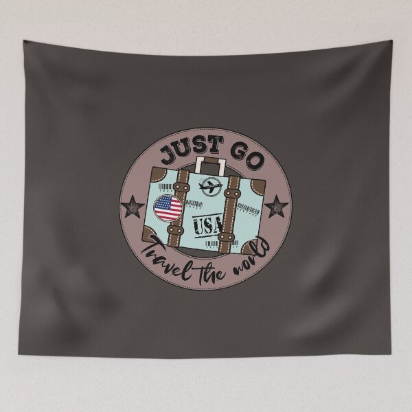 Item preview, Vintage Suitcase Just Go Travel The World USA flag designed and sold by JooArtPrints  ★★★★★.