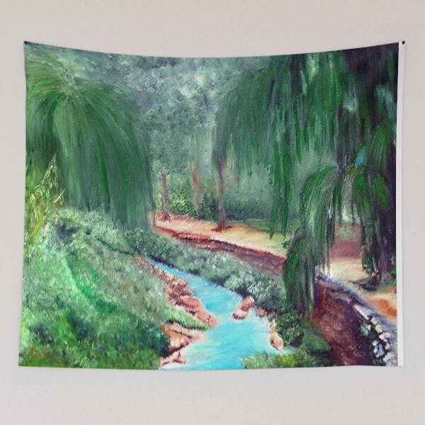 Artikelvorschau, TRAUERWEIDE UND RUHIGER BACH, LANDSCHAFT FINE ART PRINT, LANDSCHAFT INSPIRIERT VON DER NATUR entworfen und verkauft von Adri Barnard.