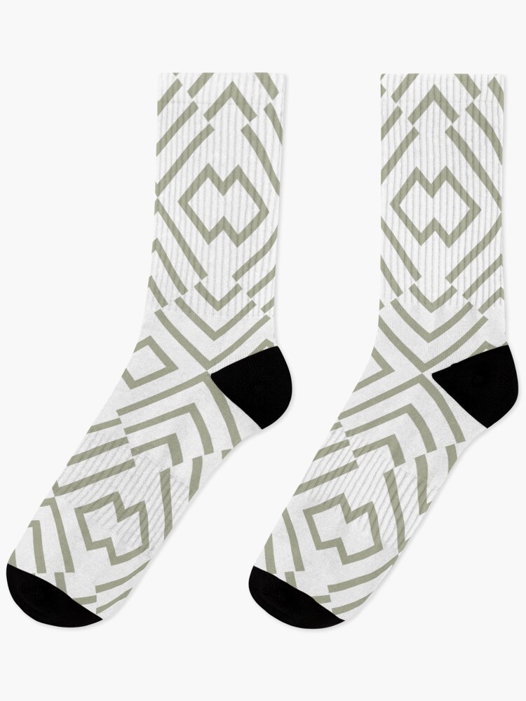 Aperçu 1 sur 5. Chaussettes avec l'œuvre Green and White Simple Art Deco Shape Pattern Coordinates w/ PPG 2022 Color of the Year Olive Sprig PPG1125-4 - Colour Trends - Hue - Shade créée et vendue par ColorOfTheYears.