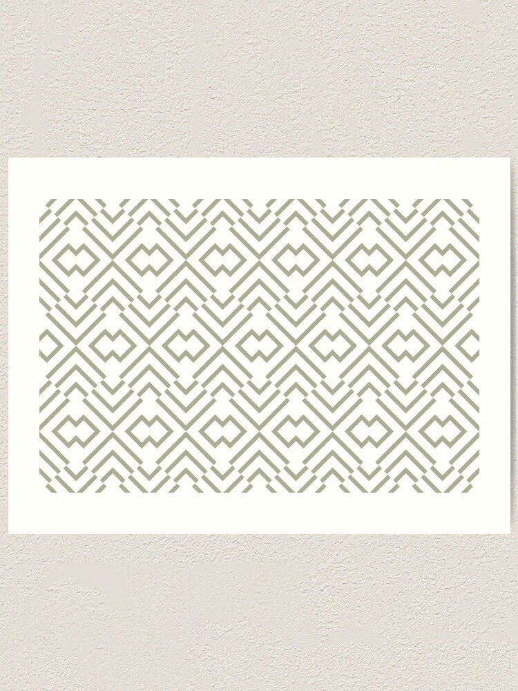 Thumbnail 1 von 3, Kunstdruck, Green and White Simple Art Deco Shape Pattern Coordinates w/ PPG 2022 Color of the Year Olive Sprig PPG1125-4 - Colour Trends - Hue - Shade designt und verkauft von ColorOfTheYears.