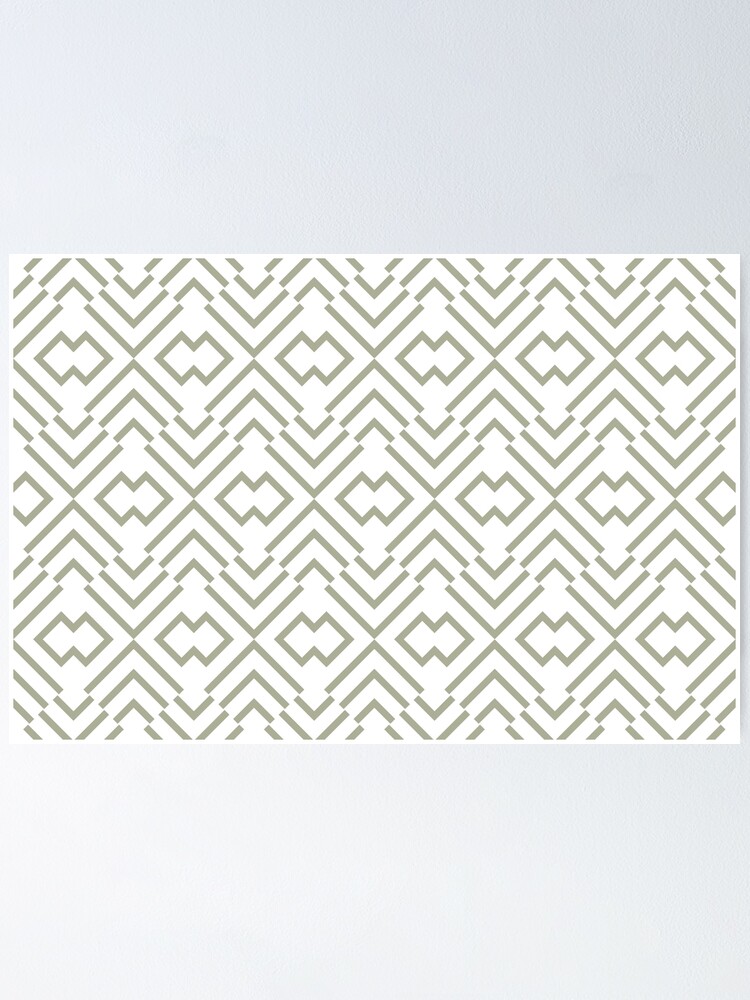 Imagen 1 de 3, Póster con la obra Green and White Simple Art Deco Shape Pattern Coordinates w/ PPG 2022 Color of the Year Olive Sprig PPG1125-4 - Colour Trends - Hue - Shade, diseñada y vendida por ColorOfTheYears.