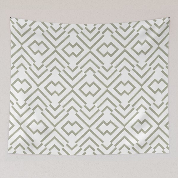 Aperçu de l'œuvre Green and White Simple Art Deco Shape Pattern Coordinates w/ PPG 2022 Color of the Year Olive Sprig PPG1125-4 - Colour Trends - Hue - Shade créée et vendue par ColorOfTheYears.