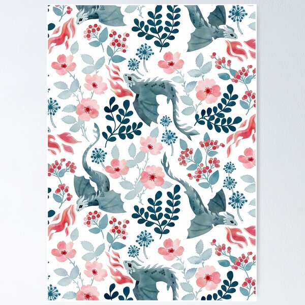 Item preview, Dragons pastel floral designed and sold by adenaJ.