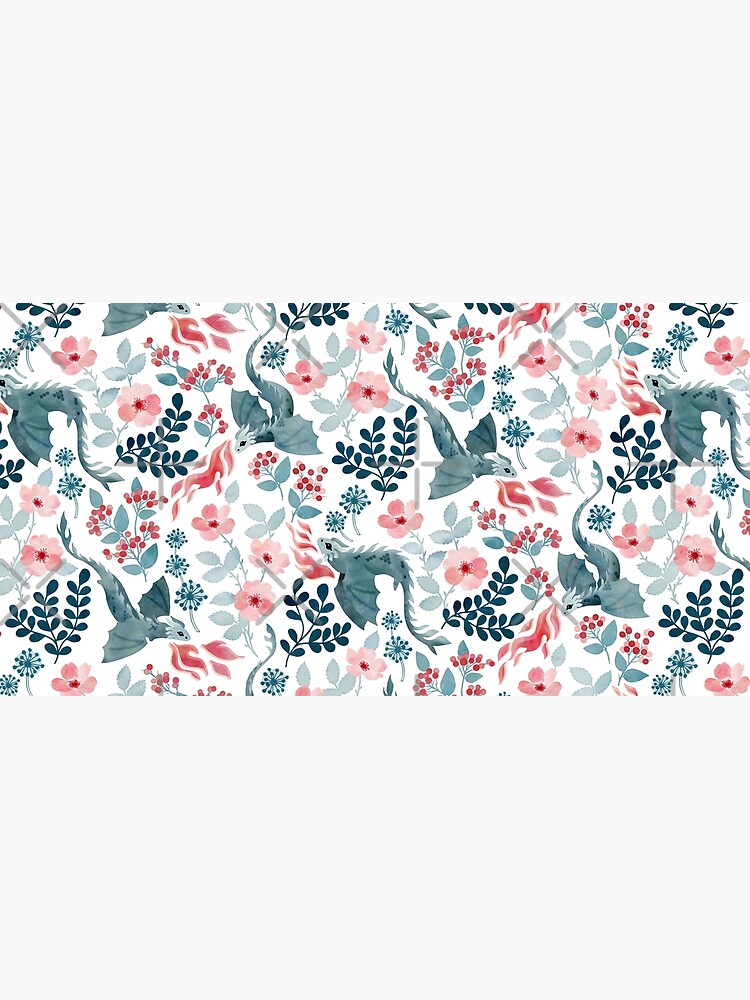 Aperçu 5 sur 5. Tapis de souris avec l'œuvre Dragons pastels floraux créée et vendue par adenaJ.