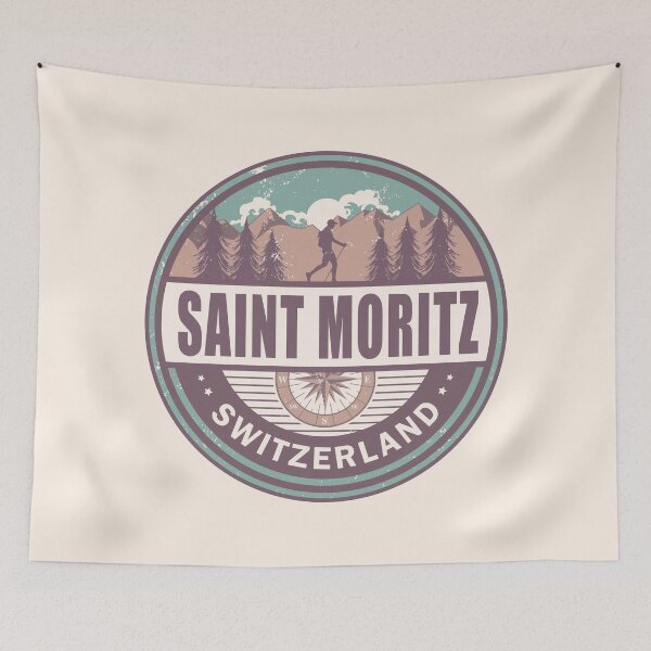 Item preview, Saint Moritz Switzerland Swiss Alps Vintage Hiking Design designed and sold by CynthiaGraphics.