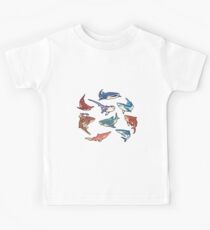 Sharks in the light blue Kids Tee