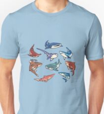 Camiseta unisex Tiburones en azul claro
