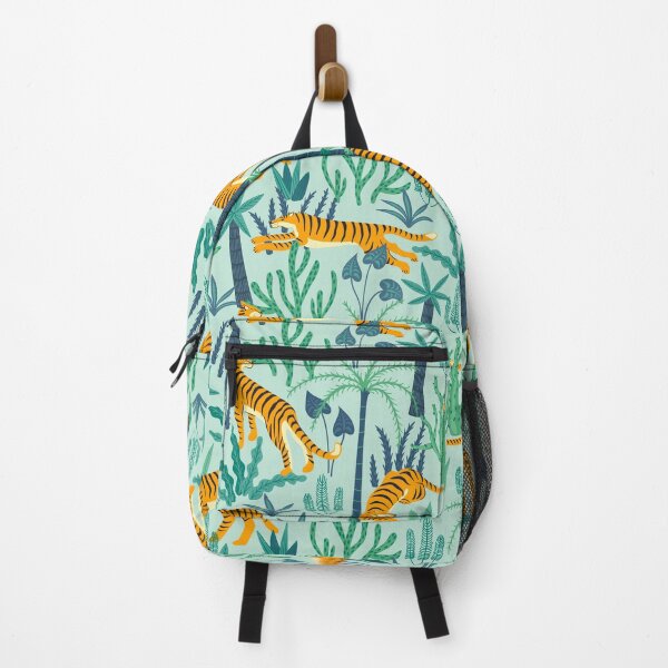 Item preview, Exotic jungle with art deco style tigers tropical vibe leafy pattern designed and sold by PG Illustration.