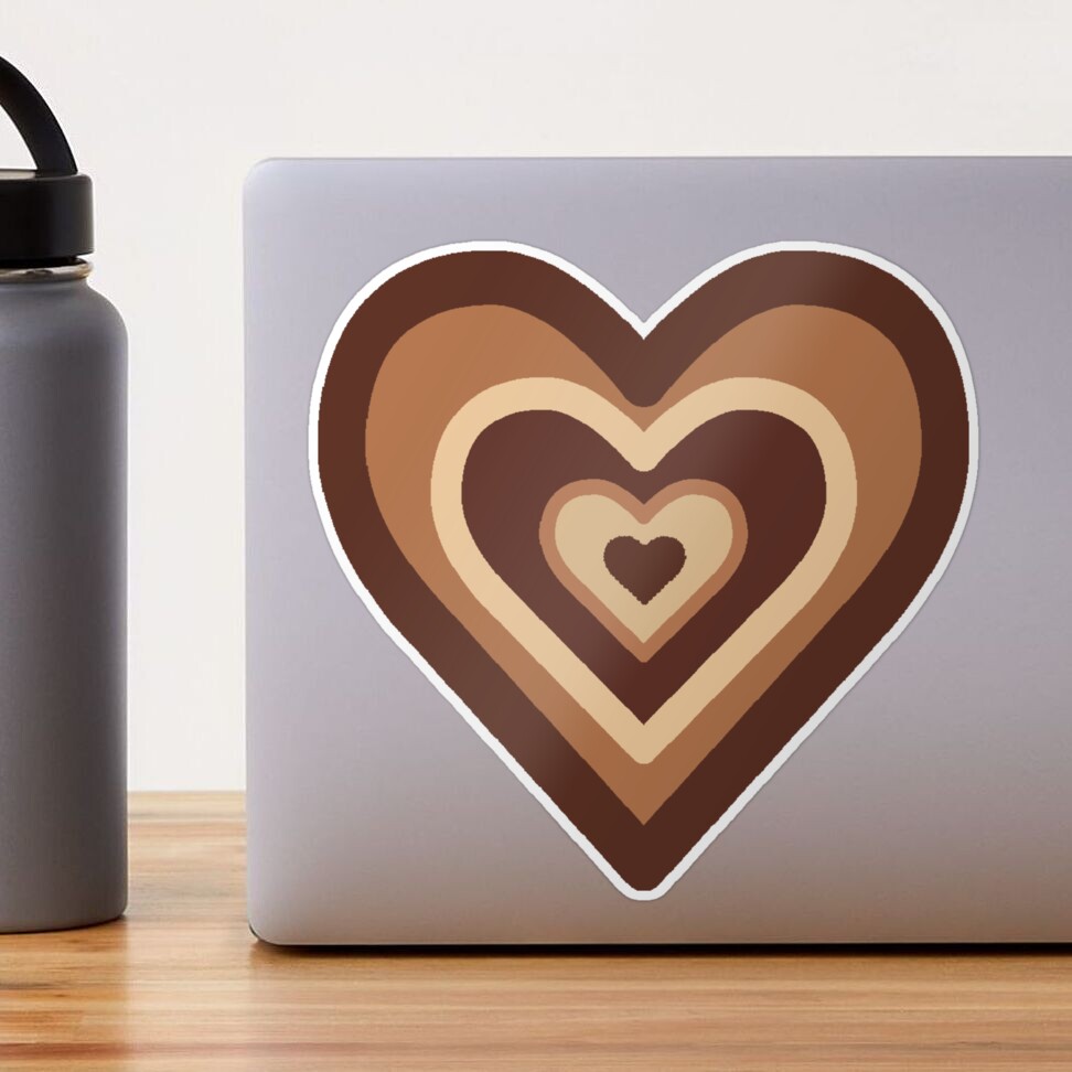 Colorful Brown Heart Stickers Trendy Design, Y2k, Aesthetic, Laptop Decal,  Teen, Love, Cute 