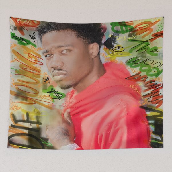 Item preview, Ricch,music,rapper,rap,music,portrait,graffiti,poster,hiphop,trap,gangsta,album,the woo,cool,dope,canvas,print designed and sold by spacesbydee.
