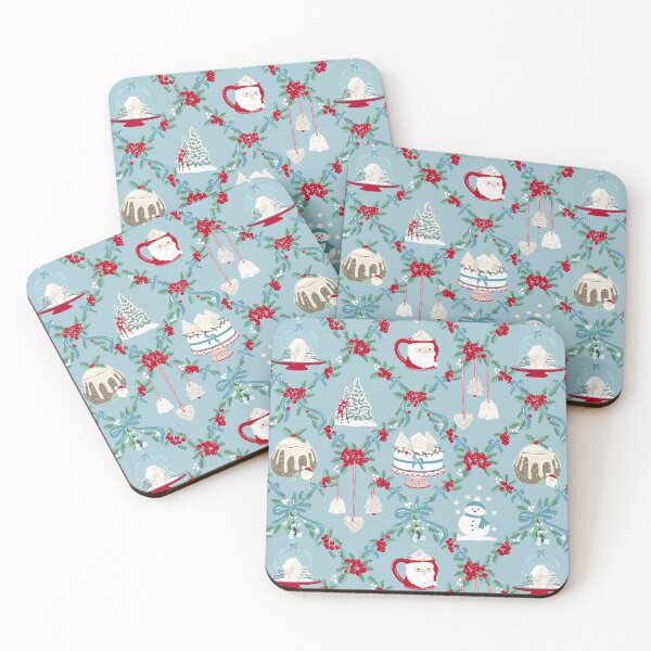 Item preview, Repeat Pattern of Vintage Christmas Treats on Pale Blue  designed and sold by NattyDesigns.