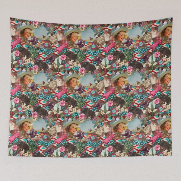 Item preview, Vintage Western Theme Country Cowgirl Pinup Pattern designed and sold by LiveAesthetic.