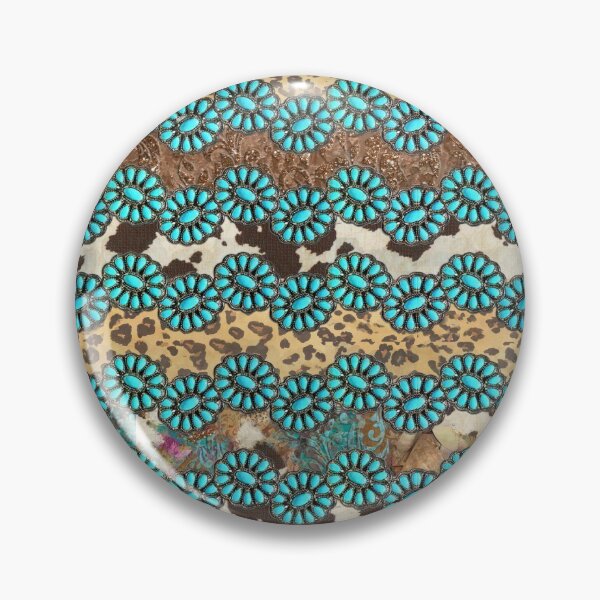 Item preview, Vintage Western Theme Country Cowhide Leather Turquoise Pattern designed and sold by LiveAesthetic.