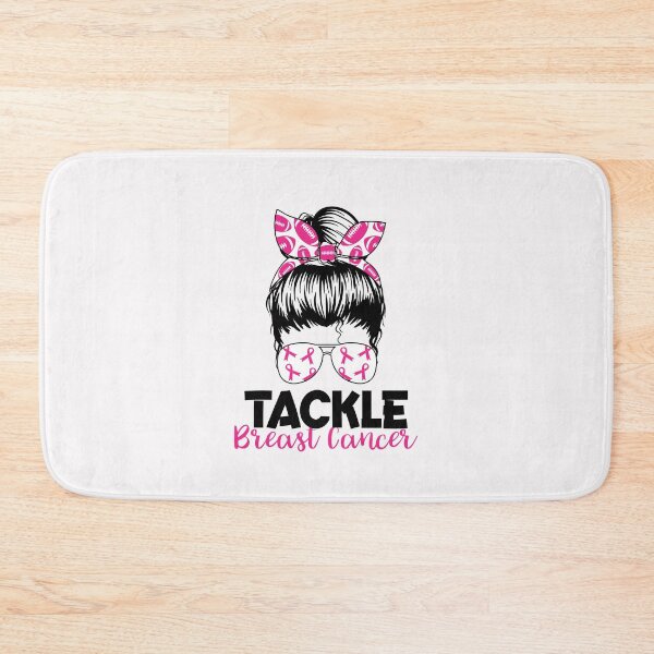 Aperçu de l'œuvre Tackle Breast Cancer Football Messy Bun Sensibilisation Survivant Ruban Rose créée et vendue par clothesy7.
