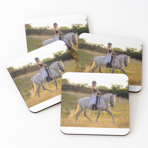 Item preview, Wonderful Lusitano horse, person riding, in sunset, outdoors, on field. designed and sold by AylaHarbich.