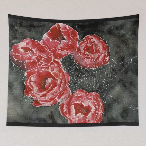 Item preview, Peonies and a spider web designed and sold by TwoFullMoonsArt.