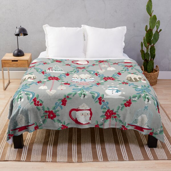 Item preview, Repeat Pattern of Vintage Christmas Treats on Pale Grey designed and sold by NattyDesigns.