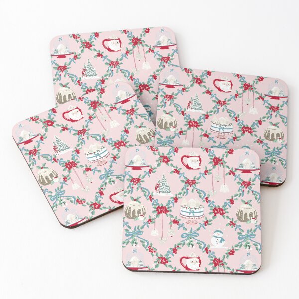Item preview, Repeat Pattern of Vintage Christmas Treats on Soft Pink designed and sold by NattyDesigns.