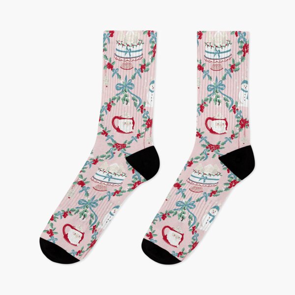 Item preview, Repeat Pattern of Vintage Christmas Treats on Soft Pink designed and sold by NattyDesigns.