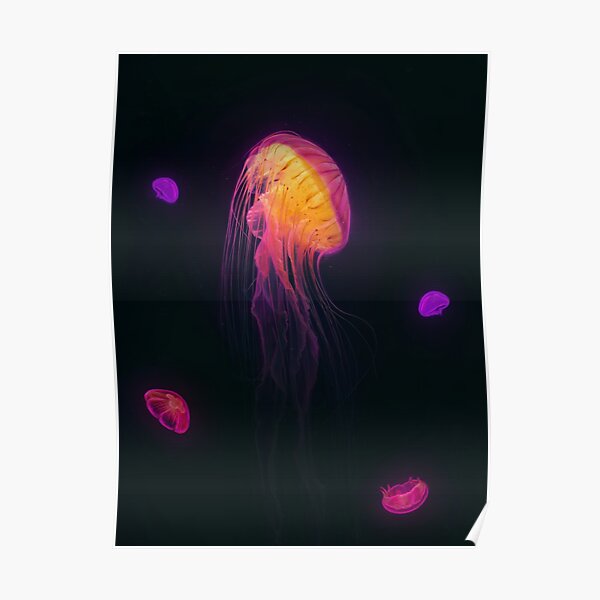 Trip to underwater world with jellyfish Poster