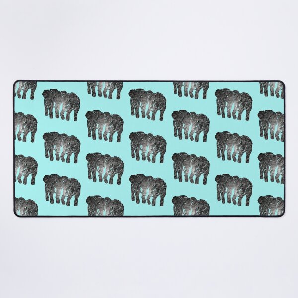 Two elephants (Aqua) Desk Mat