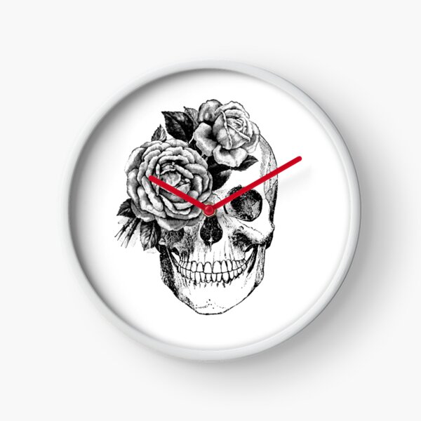 Floral Skull Anatomical Design Clock