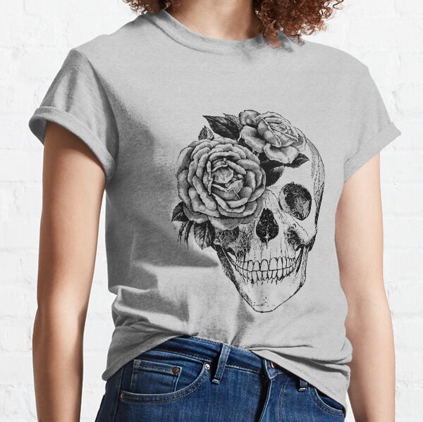 floral skull t shirt