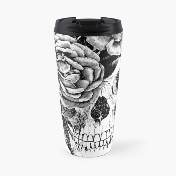Floral Skull Anatomical Design Travel Mug
