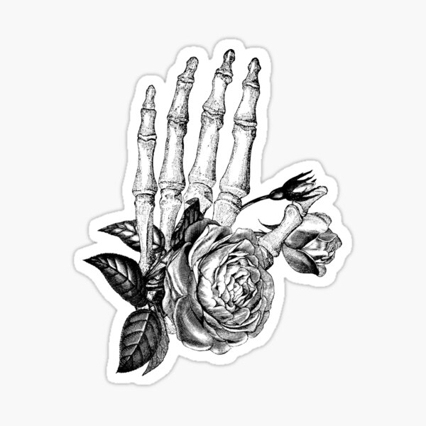 Floral Skeleton Hand Sticker