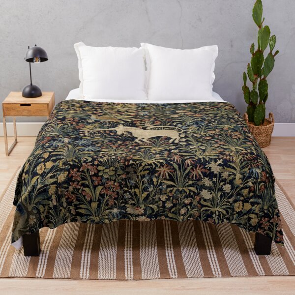 Item preview, Medieval Unicorn Midnight Floral Tapestry designed and sold by Epitome Girl.