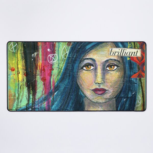 Brilliant Girl Mixed Media art Desk Mat