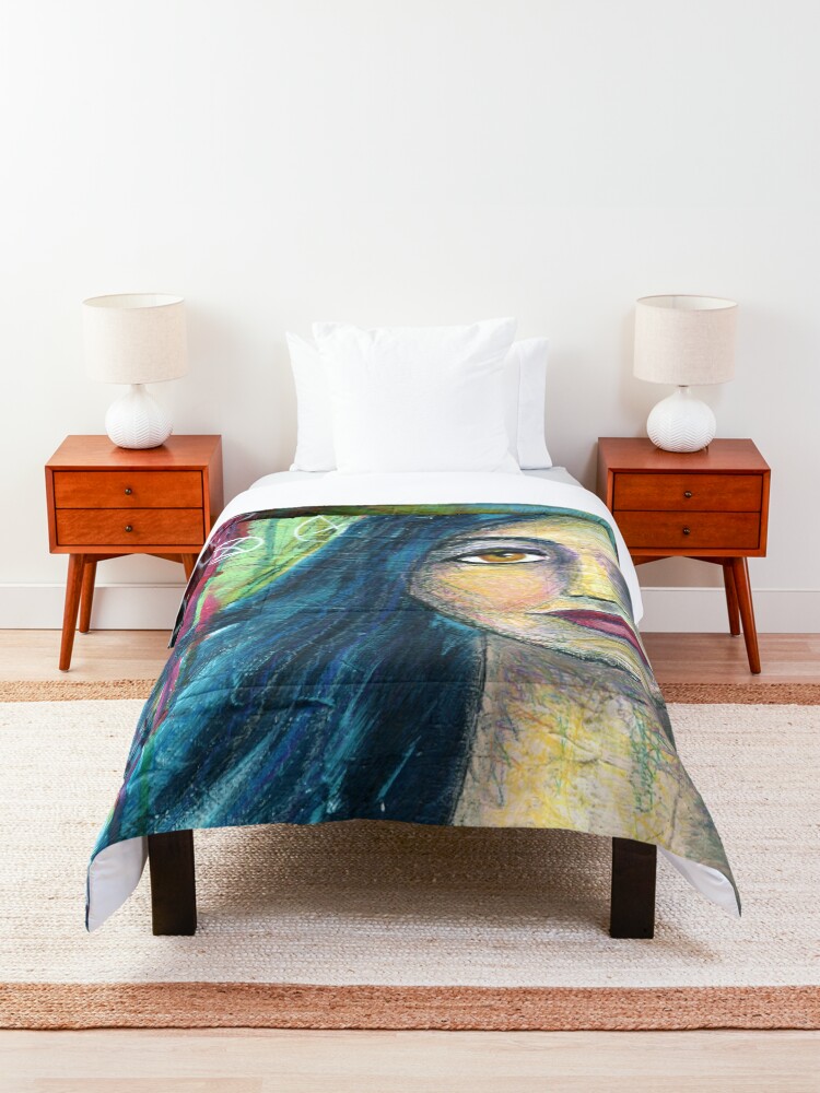 Alternate view of Brilliant Girl Mixed Media art Comforter